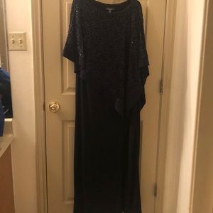 Dark blue evening gown.